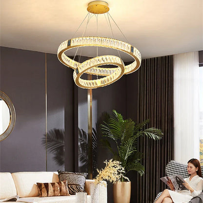 DecorBites™ Crystal LED Chandelier for Kitchen Dining Room Duplex Villa Lighting Fixtures