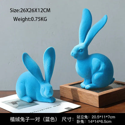 Decorbites™ Abstrakte Hasen-Figuren: Flauschige Hasen-Resin-Kunst-Dekorationsornamente