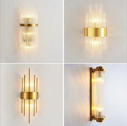 DecorBites™ Golden Crystal Wall Lamp: Elegant LED Sconce for Bedroom, Living Room, Bathroom