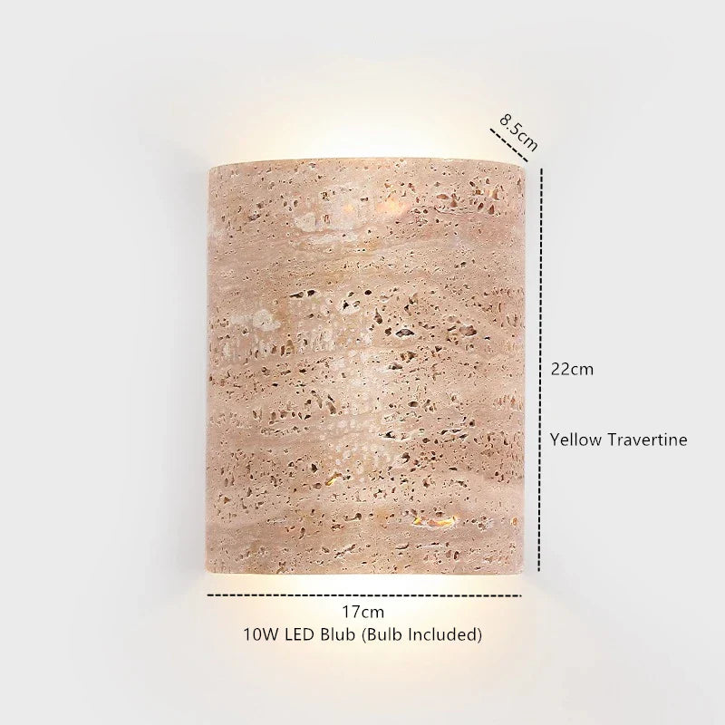 Decorbites™ LED Wandlampe Gelber Travertin-Stein Schlafzimmer Arbeitszimmer Café Holz Basis Treppenlicht