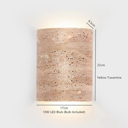 Decorbites™ LED Wandlampe Gelber Travertin-Stein Schlafzimmer Arbeitszimmer Café Holz Basis Treppenlicht