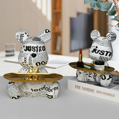 Decorbites™ Graffiti-Bären-Figur | Moderne Wohnraum-Dekorationsstatue | Schlüsselablage-Regal-Skulptur