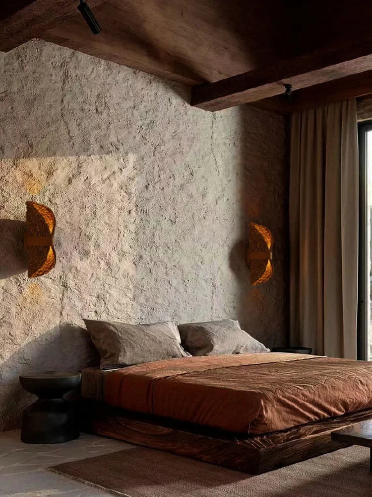 Decorbites™ Japanisches Wabi-Sabi Ratta-Gewebe Wandleuchte für die Raumdekoration