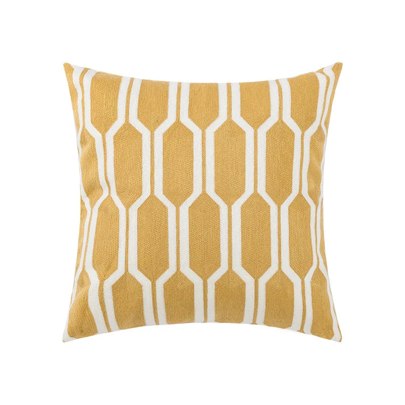 Decorbites™ Daisy Gelb Blumen Geometrisches Kissenbezug - Weiches Gemütliches Stickerei für das Wohnzimmer