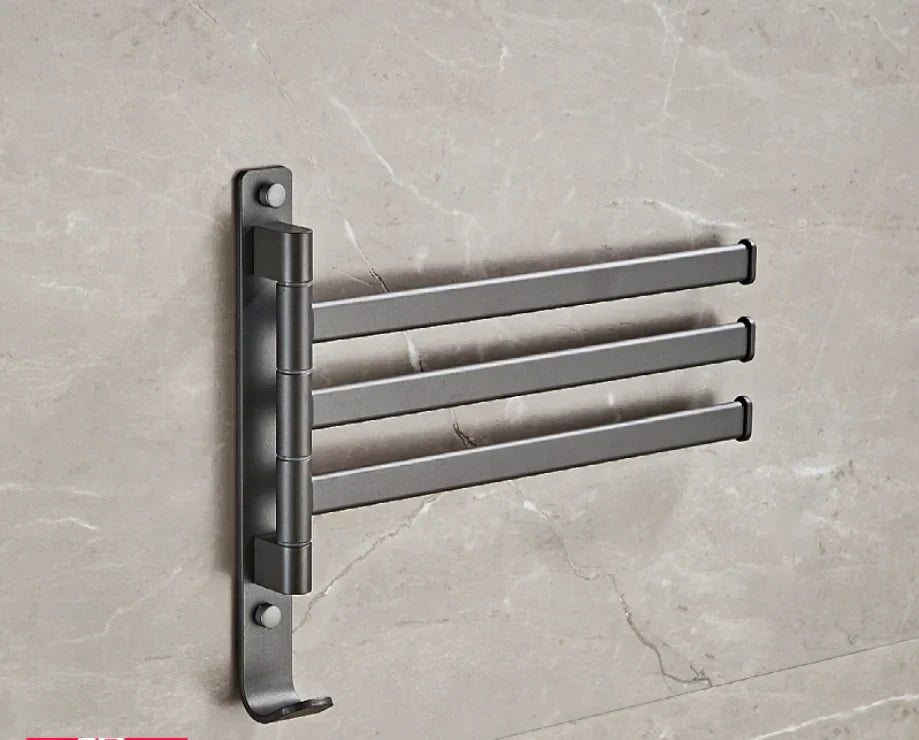 Decorbites™ Grauer Aluminium-Drehhandtuchhalter: Wandmontierter klappbarer Badehandtuchhalter