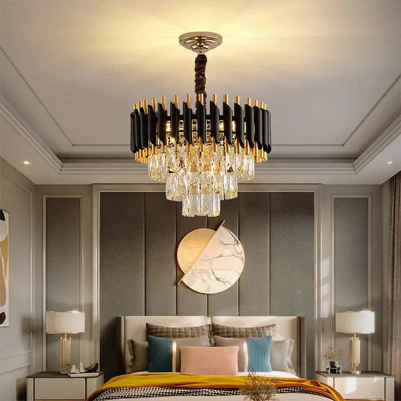 DecorBites™ Crystal LED Pendant Chandelier for Modern Living Spaces