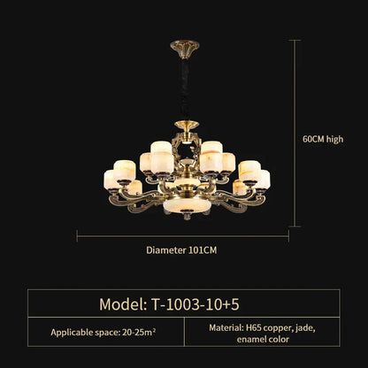 Decorbites™ Jade-Zinklegierung-Kronleuchter für Wohnzimmer, Restaurant, Halle – Elegantes chinesisches Design