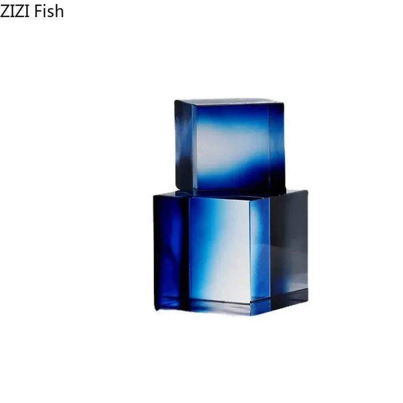 Decorbites™ Kristallwürfel-Ornamente Klare Glas-Skulptur Schreibtisch-Dekoration Geometrisch Gestuftes Quadrat