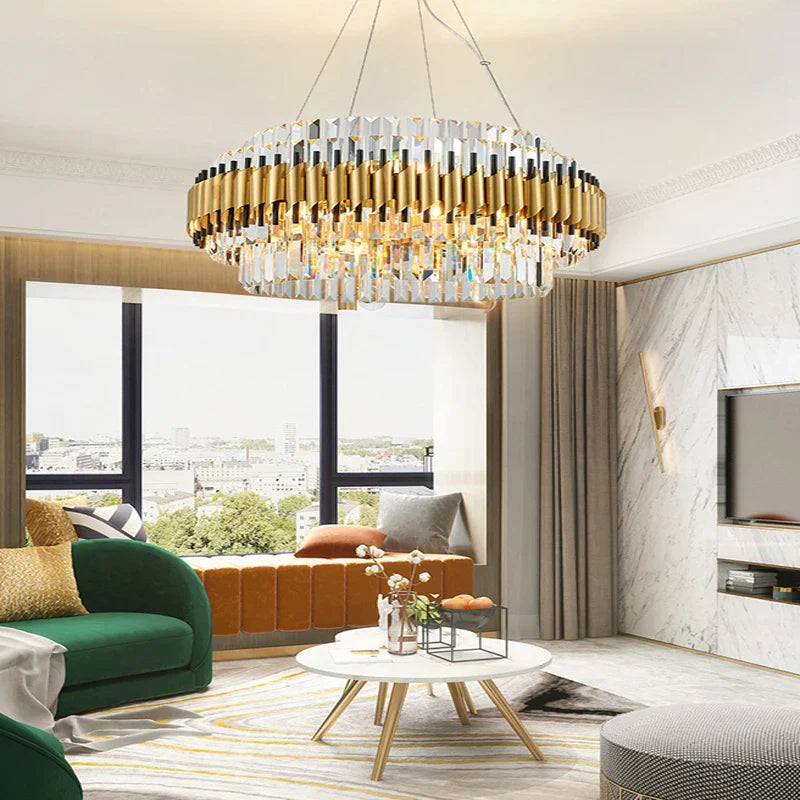 Decorbites™ Gold-Kristall-Kronleuchter LED-Deckenpendellampe - Luxuriöse Wohnzimmer-Dekoration
