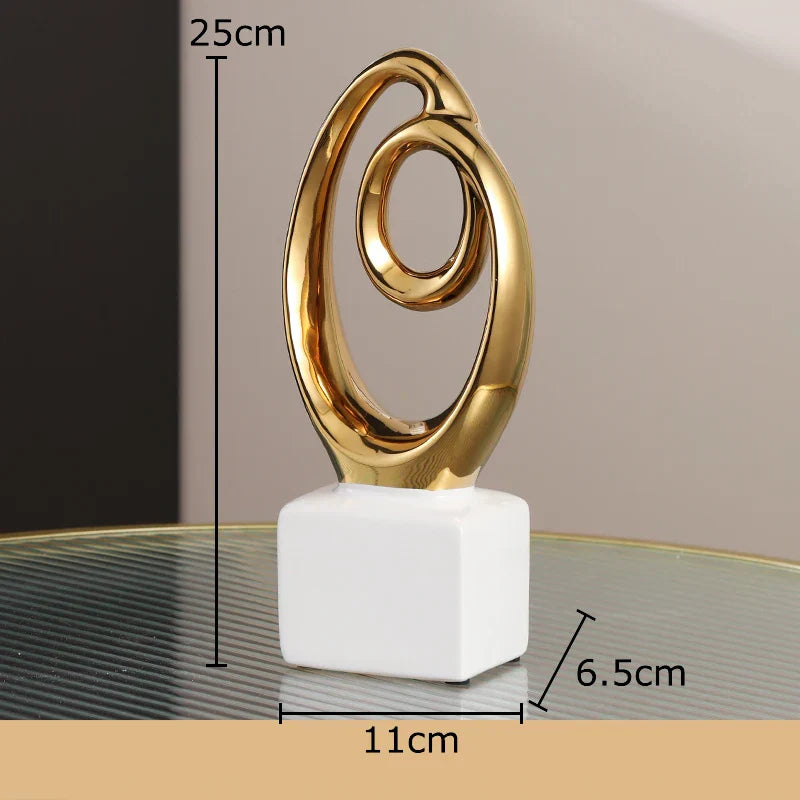 DecorBites™ Gold Chain Abstract Ceramic Statue Desk Decoration Ornaments Sculpture Aesthetics