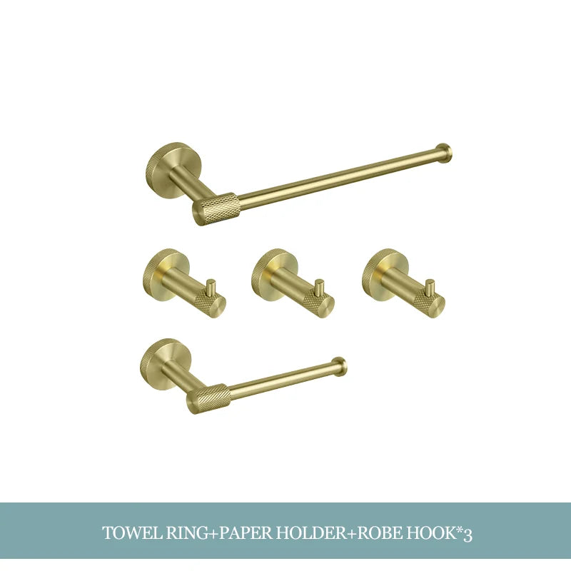 Decorbites™ Gold-Hardware-Set: Handtuchhalter, Toilettenpapierhalter, Bademantel-Haken, Becherhalter