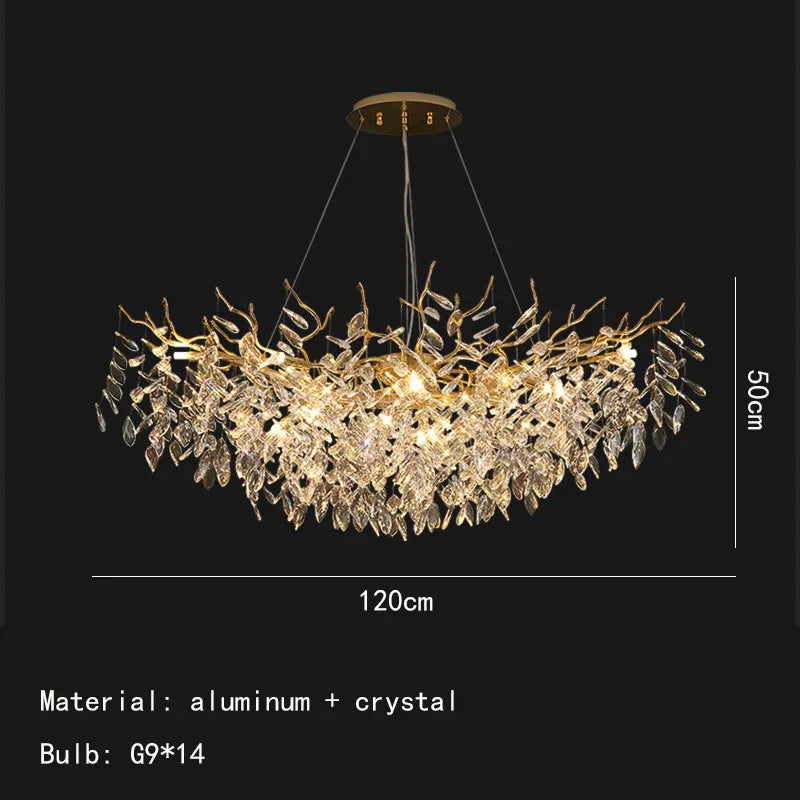 Decorbites™ Gold-Aluminium-Kristall-Kronleuchter für elegante Beleuchtung im Esszimmer