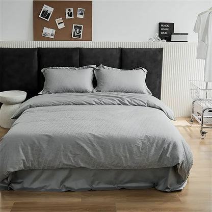 Decorbites™ Graue Linien Streifen Bettbezug-Set Baumwolle Satin Jacquard Queen King Größe