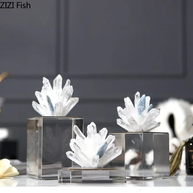 Decorbites™ Kristallblumen-Marmor-Basen-Skulptur: Modernes Kunstwerk für die Wohnzimmer-Dekoration