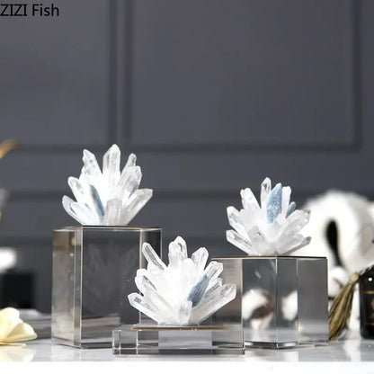 Decorbites™ Kristallblumen-Marmor-Basen-Skulptur: Modernes Kunstwerk für die Wohnzimmer-Dekoration