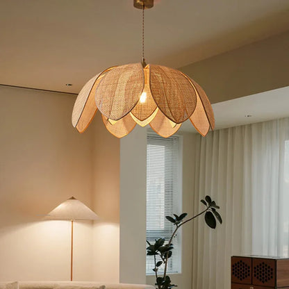 Decorbites™ Handgefertigte Rattan-Blütenblüten-Pendelleuchte mit chinesischem Stil-Design für Wohn- und Esszimmer