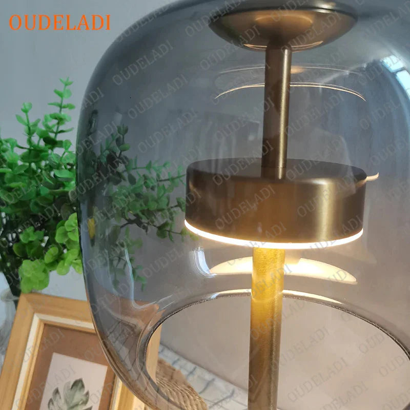Gold Glass Desk Lamp Dia24cm For Workspace