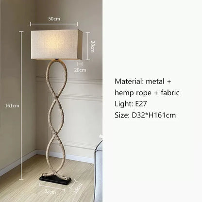 Decorbites™ Hanfseil-Stoffschirm LED Stehlampe im nordischen Retro Wabi-Sabi Stil