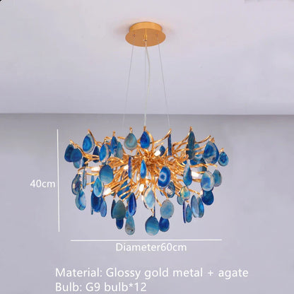 DecorBites™ Agate LED Wall Lamp Sconces Gold Metal Surface Mount E14 G4 Bulb