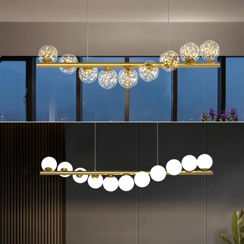 DecorBites™ Glass Ball G9 LED Chandelier for Dining Room, Kitchen, Office & Front Desk