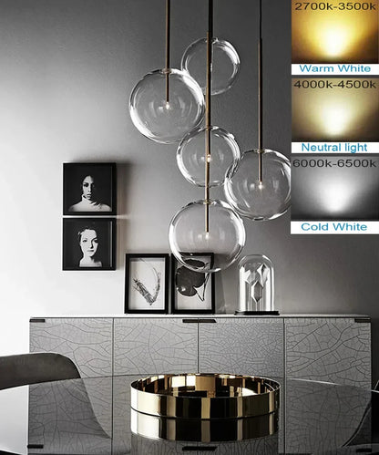 Decorbites™ Klares Glas-Chandelier-Pendant-Lampe Vintage Nordisch Glasball-Hängeleuchte