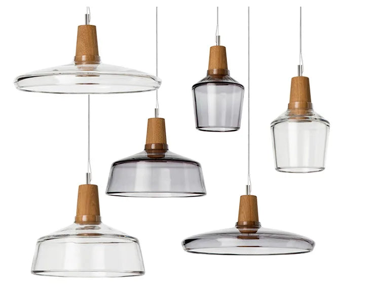 Decorbites™ Glas-Lampenschirm-Hängeleuchte, Holz-Hänge-Suspension, Retro-Amerikanisches Design