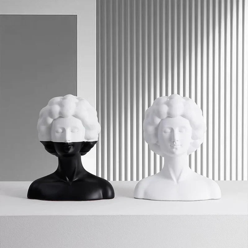 Decorbites™ Abstrakte Porträt-Harzfigur Skulptur Schwarz-Weiß Wohnraumausstattung