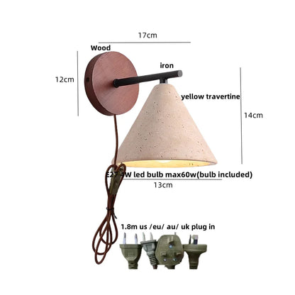 DecorBites™ Iron Yellow Travertine LED Wall Sconce for Bedroom, Bathroom, Mirror Light