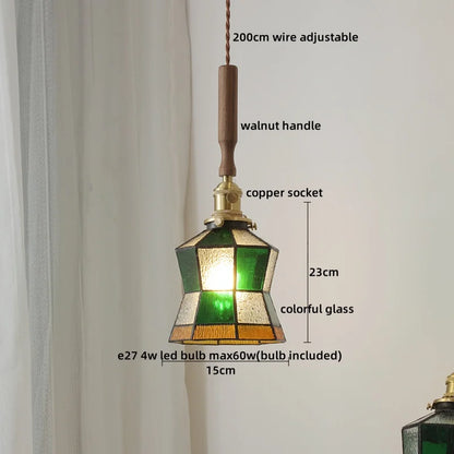 Decorbites™ Grüne Glas-LED-Pendantlampen, Walnuss-Kupfer Moderne Hängeleuchten