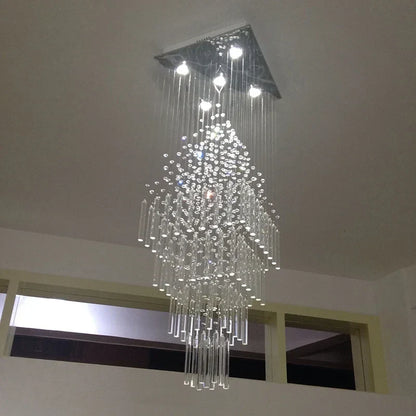Decorbites™ Kristallsäule-Leuchter: Moderne Hängelampe mit quadratischer Basis für Wohnzimmer, Treppenhaus, Loft