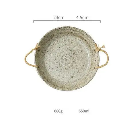 Decorbites™ Japanischer Stil Handgefertigtes Steinzeug-Essgeschirr-Set – Runde Teller und Schalen