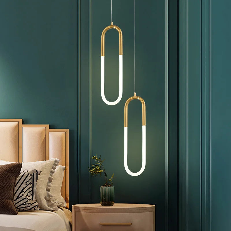 Gold Black Pendant Light 2-Head For Dining