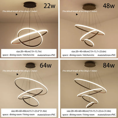 Decorbites™ Gold Circle Ringe Kronleuchter LED Hänge Lampe für Wohnzimmer, Küche, Esszimmer