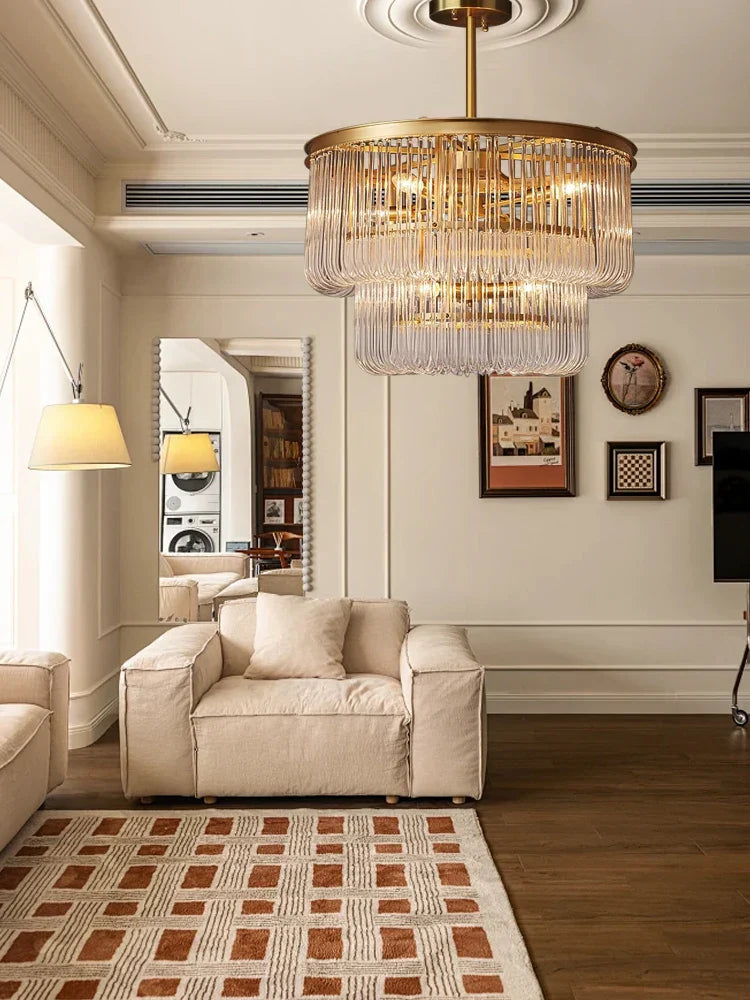 DecorBites™ Glass Bar Chandelier Minimalist Designer Hanglamp for Living Room Luxe Lighting