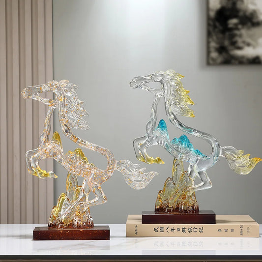 Decorbites™ Kristallpferde-Statue Abstrakte Bunte Skulptur zur Heimdekoration