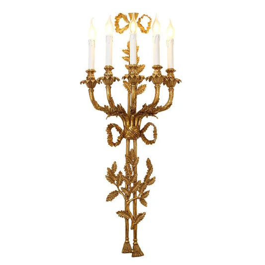 Decorbites™ Barock-Antik-Messing-Blattgold-Wandleuchte - 5 Kerzenlichter