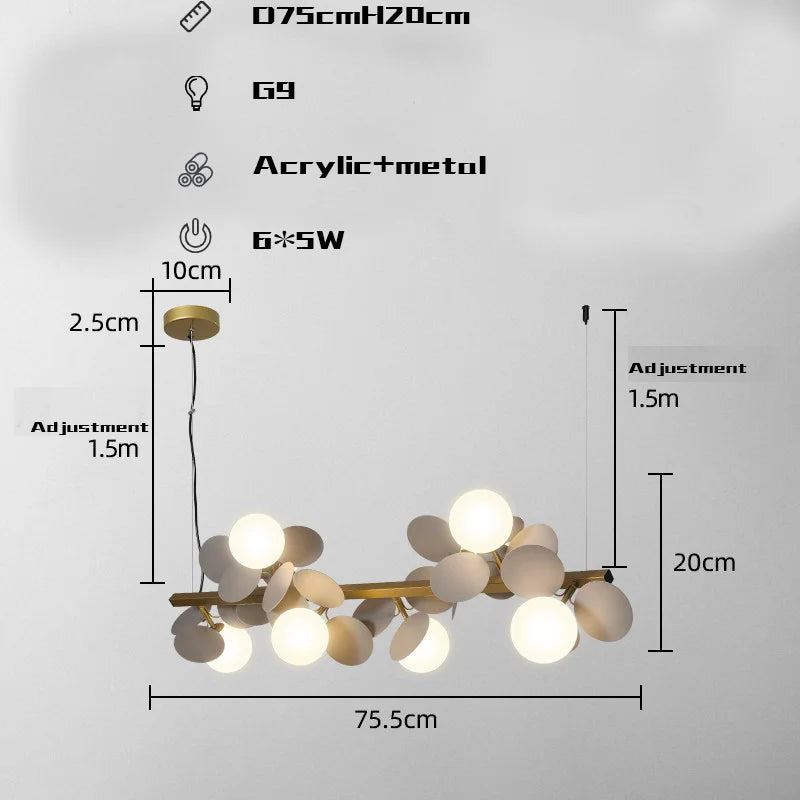 Decorbites™ Goldenes Metall G9 LED Anhänger-Kronleuchter mit Acryl-Blumen-Dekor