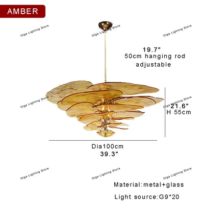 Decorbites™ Grüne Blatt Glas Deckenleuchter - Elegante Vintage-Lüster für Wohnzimmer- und Esszimmer-Dekoration