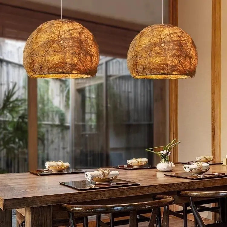Decorbites™ Handgefertigte Rattan-Bambus-Hängeleuchte für kreative Wohnzimmerbeleuchtung