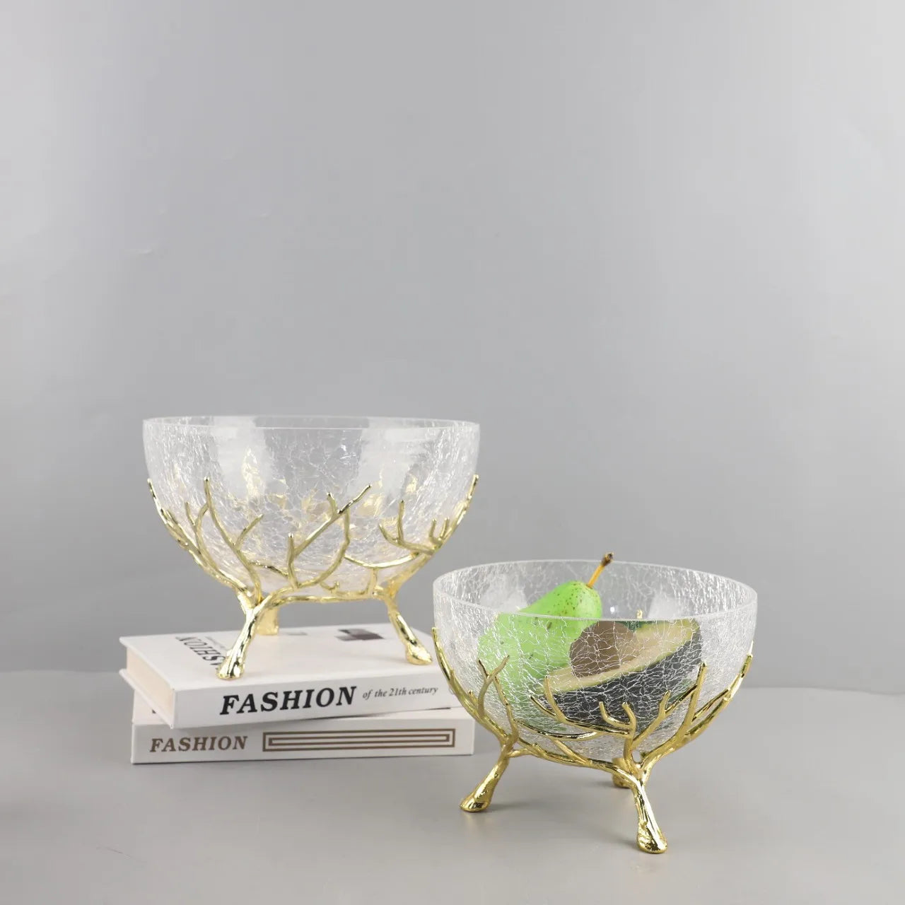 Decorbites™ Goldener Ast Glas Obstteller: Stilvolles Aufbewahrungsgefäß für Zuhause & Dekorationsaccessoire