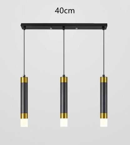 Modern Long Double Spotlight Pendant Light in Black/Gold
