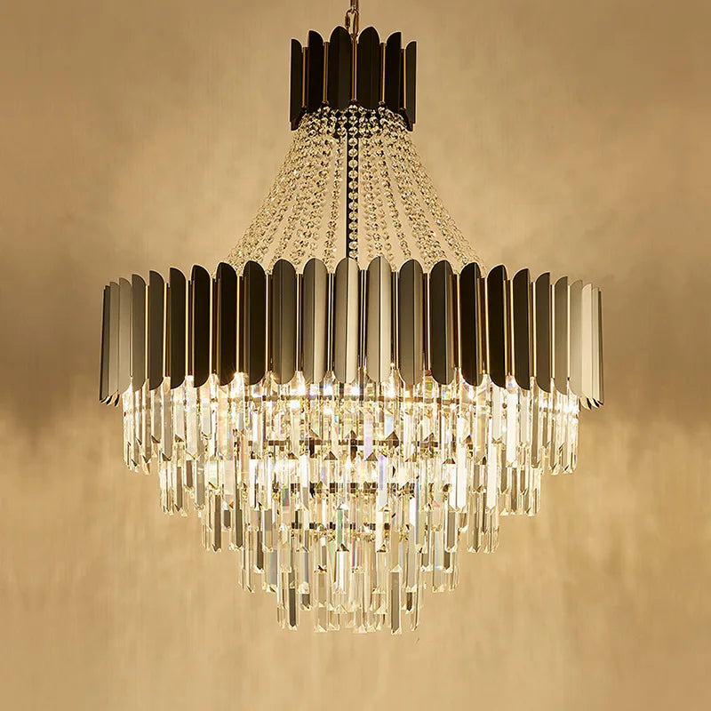 Decorbites™ Kristall-LED-Kronleuchter in Schwarz-Gold-Finish für das Esszimmer
