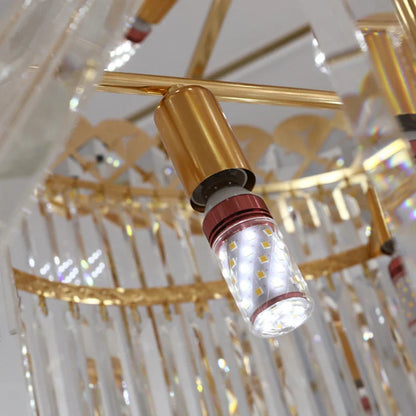 Modern Gold Crystal Staircase Long Drop Pendant Light
