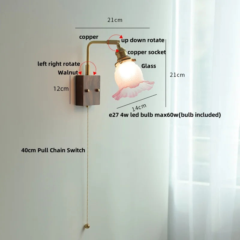 Brass Walnut Wall Sconce