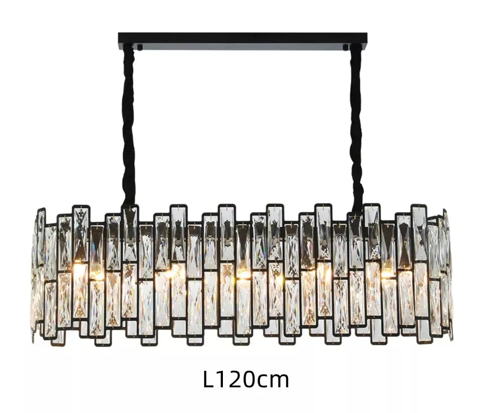 Decorbites™ Schwarzer Kristall-Kronleuchter: Elegante runde Hängeleuchte für Wohnzimmer, Esszimmer und Restaurant