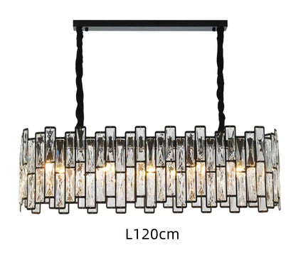 Decorbites™ Schwarzer Kristall-Kronleuchter: Elegante runde Hängeleuchte für Wohnzimmer, Esszimmer und Restaurant
