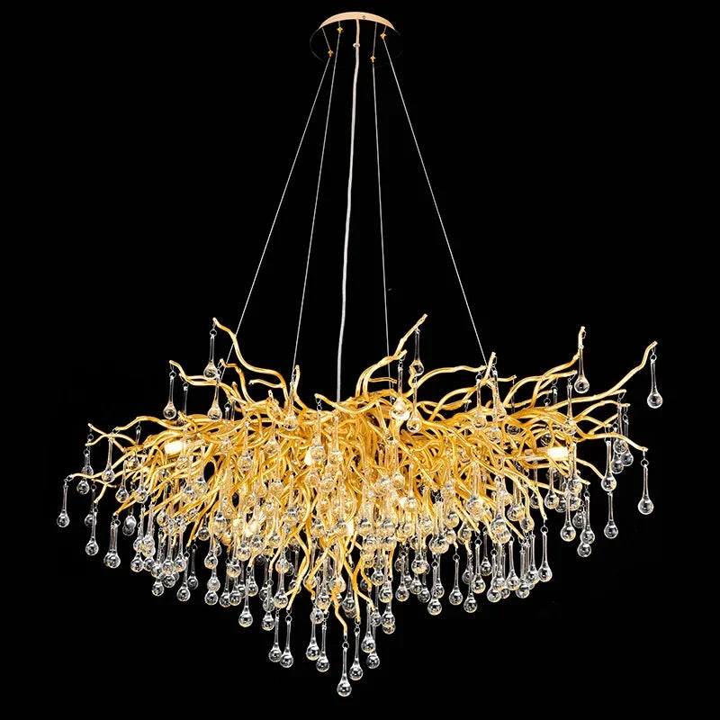Decorbites™ Goldener Ast-Kristall-Lüster – Luxuriöse Dekoration für Wohnzimmer & Hotelfoyers