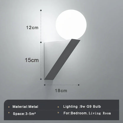 Decorbites™ Glas-Kugel Moderne G9 LED Wandlampe, 9W Innen-Wandlampe für Schlafzimmer und Wohnzimmer