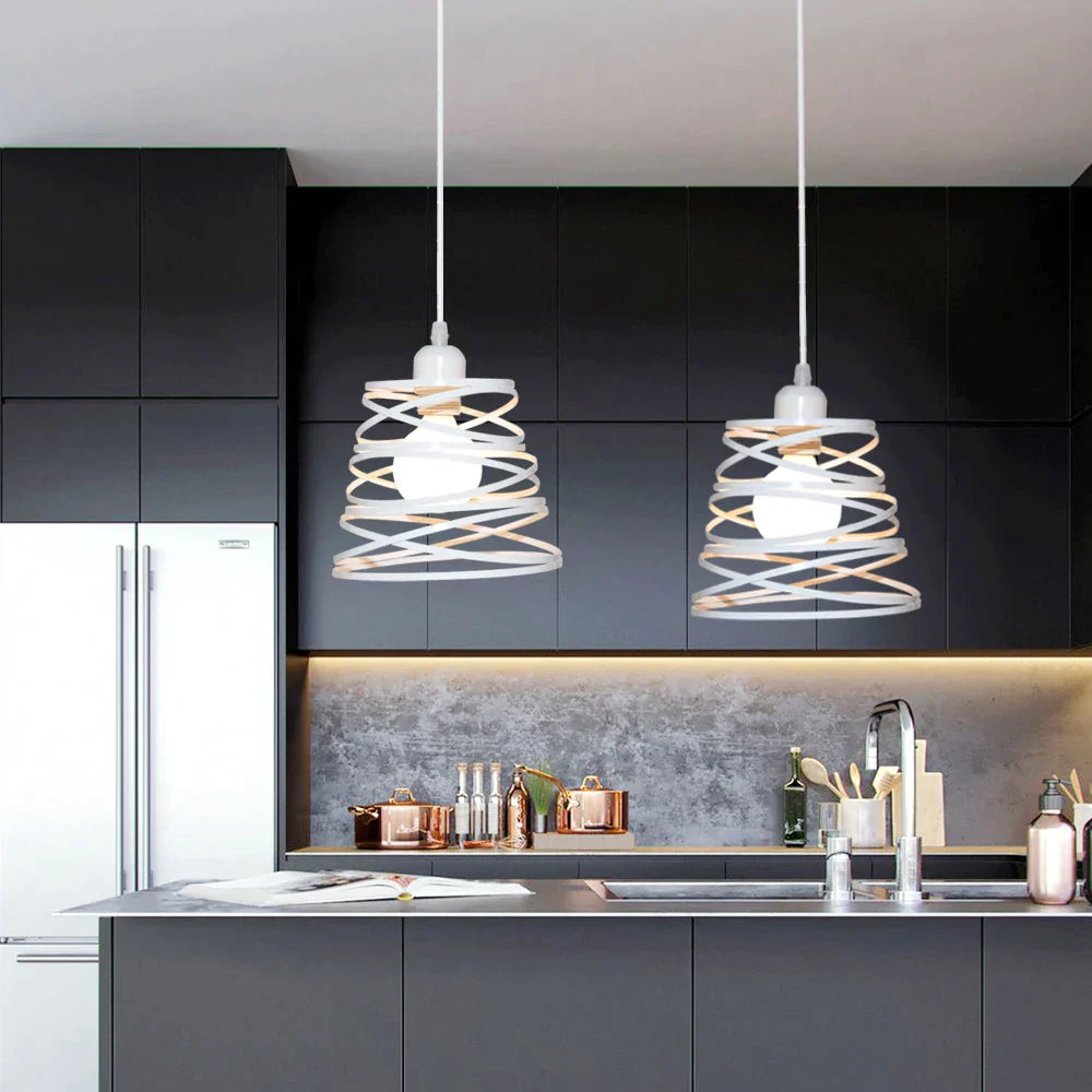 Decorbites™ Industrielles Vintage Weißes Schmiedeeisernes Käfig-Pendant-Licht für Wohnzimmer Schlafzimmer Esszimmer Loft