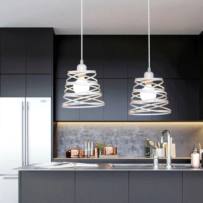 Decorbites™ Industrielles Vintage Weißes Schmiedeeisernes Käfig-Pendant-Licht für Wohnzimmer Schlafzimmer Esszimmer Loft